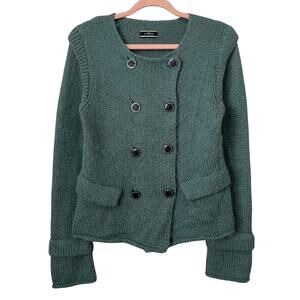 By Malene Birger Sweater Womens Medium Blue Alpaca Double Breasted Knit Preppy